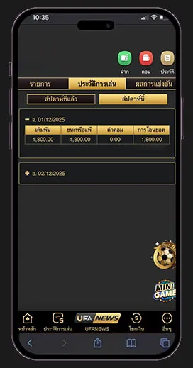 ประวัติการเดิมพัน UFA345